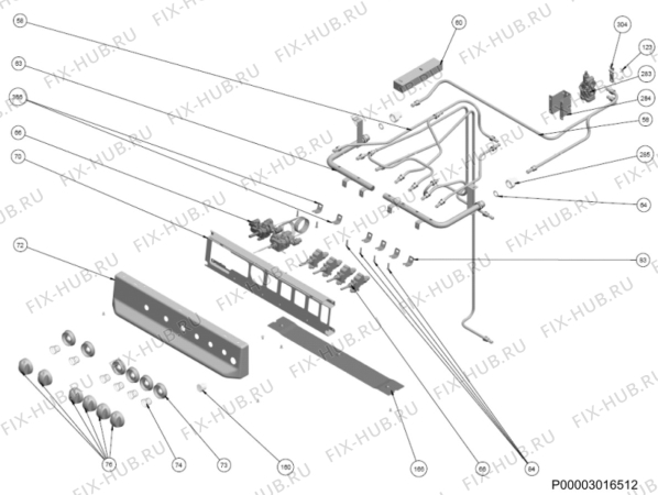 Взрыв-схема плиты (духовки) Zanussi ZCG563FW - Схема узла Section 5